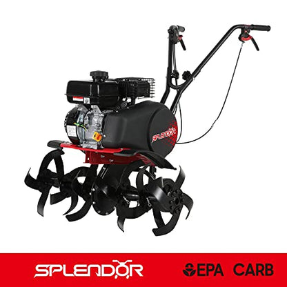 SPLENDOR Gas Powered Tiller 4 Cycle 212CC Working Width 13in-22in-33.5in Total Two Packages