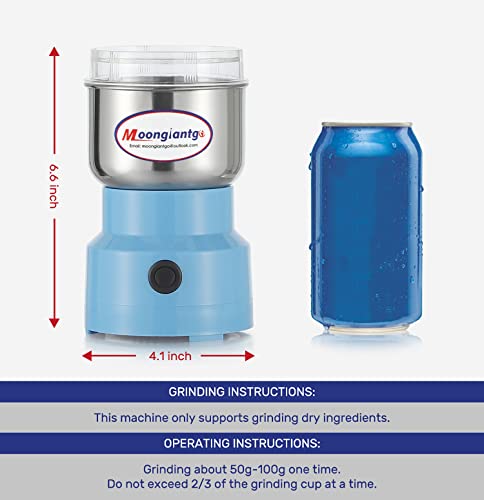 Moongiantgo Mini Coffee Grinder Electric 200W 10s Fast Grinding - color: Blue