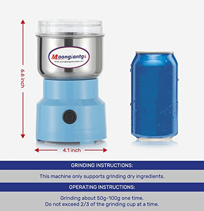 Moongiantgo Mini Coffee Grinder Electric 200W 10s Fast Grinding - color: Blue