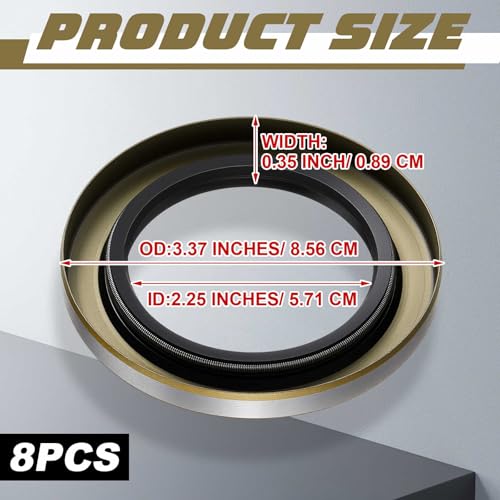 8 Pack Double Lip Grease Seal ID 2.250" x OD 3.376" - style: ID 2.250" x OD 3.376"