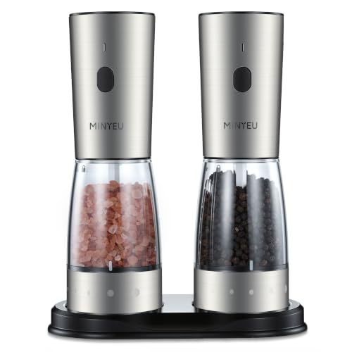 Electric Salt and Pepper Grinder Set of 2, Rechargeable High-Torque Mills