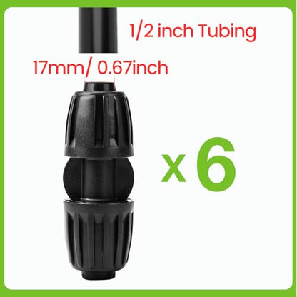 Bonviee 6-Pack 1/2-Inch Barbed Lock Irrigation Couplers - size: 1/2" Barbed Coupler-6 PCS