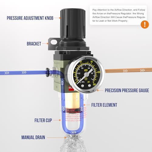 1/4 NPT Airbrush Regulator Air Compressor Moisture Water Trap - color: Semi-auto Drain