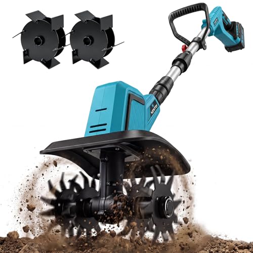 NEWTRY Cordless Electric Tiller Cultivator, Cultivating+Weed Removal Blades