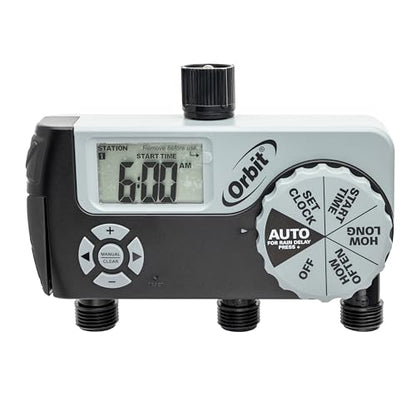 Orbit Programmable Digital Hose Watering Timer, 3 Outlet, Black - 56233 - size: 3 Outlet (2 Digital, 1 Manual)