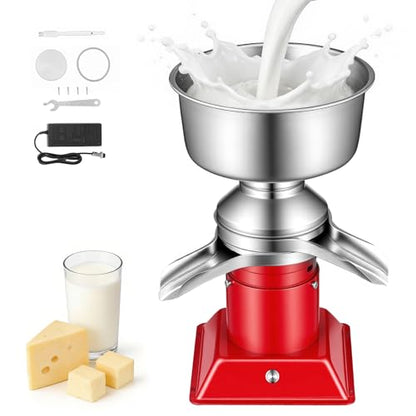 VEVOR Electric Milk Cream Separator, 60L/H Output 10500RPM Milk Cream Centrifugal Separator, 304 Stainless Steel Goat Cow Milk Skimmer Separating Machine with 4.5L Bowl Capacity (40W, 100-240V) - size: Square Base