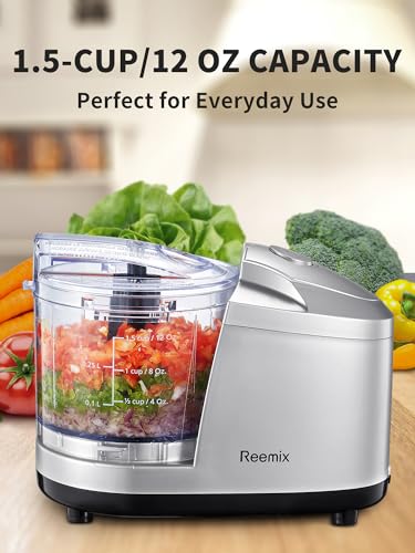 Reemix 1.5-Cup Electric Food Chopper, 100W Mini Food Processor Meat Grinder - color: Silver