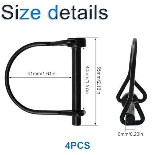 INCREWAY 4pcs Wire Lock Pin, 1/4" Heavy Duty Safety Coupler Shaft Locking Pin Hitch Pto Pin Round Loop Wire Lock Trailers Pin - size: 4 PCS
