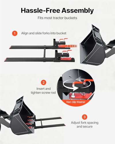 VEVOR Pallet Forks, 60" Total Length, 4000 lbs Clamp on Tractor Bucket Fork - size: 60 Inch