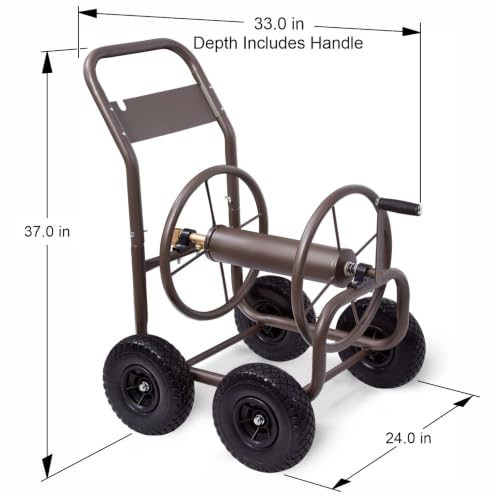 Liberty Garden Model 840, 250' Four Wheel Industrial Hose Cart with Solid Tires, Bronze