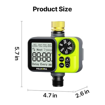 Sprinkler Timer, Brass Inlet Programmable Watering Timer for Garden Hose Fits 3/4” US Faucet, Outdoor Soaker Hose Timer w/Rain Delay/Manual/Automatic Watering, Drip Irrigation for Lawn Yard - color: Green