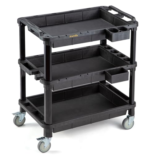 ELAFROS 3-Shelf Heavy Duty Rolling Utility Cart, 32.4 x 18.3 in