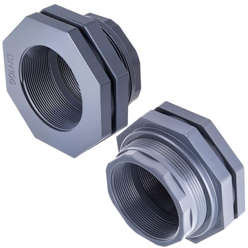 2 Pcs 4 Inch Bulkhead Fitting PVC Npt Tank Connector - size: 4 Inch