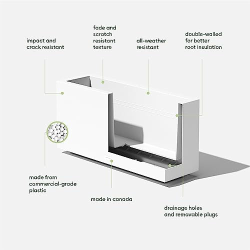 Veradek Block Series Long Box Planter - Rectangular Outdoor Planter - color: White, size: Medium - 2 Pack