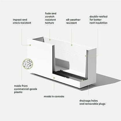 Veradek Block Series Long Box Planter - Rectangular Outdoor Planter - color: White, size: Medium - 2 Pack