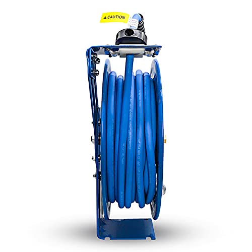 BLUBIRD BBRHD1250 18ga. Retractable Hose Reel with 1/2" X 50' Air Hose, 12 Point Ratcheting Gear, Next-Gen Rubber, Lightest, Strongest, Most Flexible, 300 PSI, -50F to 190F Degrees, Polyester Braided - size: 1/2" x 50' HD