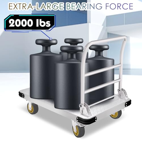 2000 lbs Heavy Duty Platform Truck, Steel Flatbed Cart with Brake Wheels - color: 2000lbs