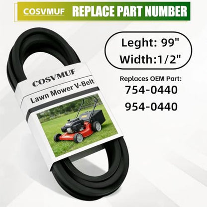 754-0440 Mower Deck Belt 1/2" x 99" for MTD Toro AYP 46" Deck - size: 754-0440 (1/2" x 99")