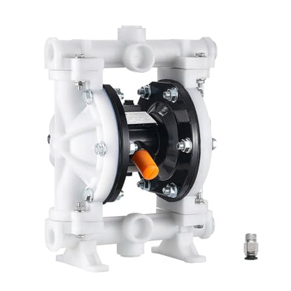 VEVOR Air Operated Double Diaphragm Pump, 4.4 GPM, 1-1/2 inch Inlet & Outlet Pneumatic Waste Oil Transfer Pump, Max 100 PSI, Polypropylene Body, Air-Operated for Diesel, Grease, Kerosene, Gasoline - style: 1-1/2 inch 4.4GPM Polypropylene