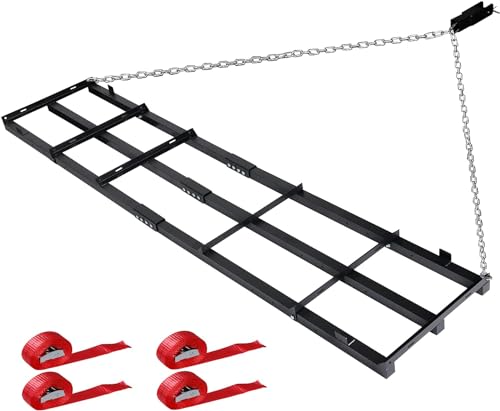 Garvee Driveway Drag 96 in Width, Tow Behind Drag Harrow 35 in Length, 4 in Height, Driveway Tractor Harrow with 2 Adjustable Bars