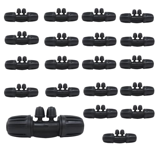 20 Pcs 1/2” to 1/4” Locked Barbed Tee Connector, 4‑Way Anti‑Leak Drip Irrigation Fittings, 1/2” (0.6‑0.63” OD ONLY) Tubing Reducer for Garden Hose Watering System - style: 1/2'' x1/4'' four-way tee （20）