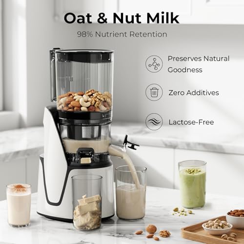 EanOruus Juicer Machines, 3-in-1 Cold Press Juicer, Bright White - color: Bright White
