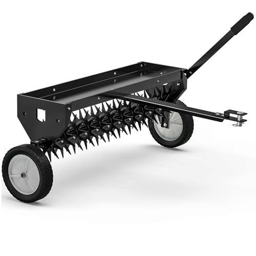 YITAMOTOR 40in Tow Behind Spike Aerator, Lawn Plug Aerator Soil Penetrator