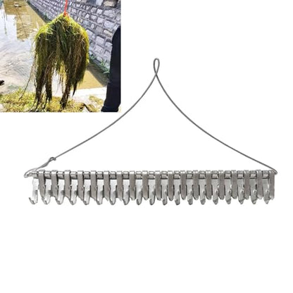 16" Pond Rake,Weed Removal Tool, 50ft Thicker Rope，Double Sided Weed Cleaning Tool Rake，or Pond, Lake, Rivulet
