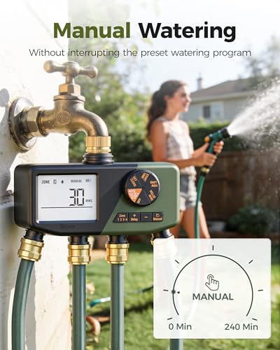 Diivoo 4 Zone Sprinkler Timer with IP68 Waterproof & Large Display - size: 4 Outlets