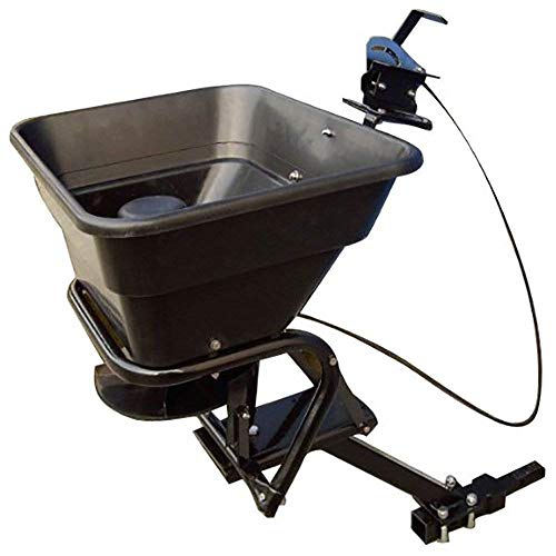 Field Tuff Hitch Mount Grass Seed Spreader with Rain Protector for ATV, UTV, or Utility Tractor, Black - size: 125 lb Capacity
