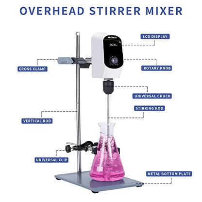 Electric Overhead Stirrer Mixer Lab LCD 2000RPM Timing 20L 10000mPas - size: 20L