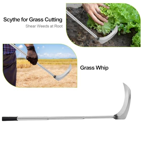 Sickle Weed Garden Scythe Tool Hand Grass Long Handle Cutter -39inch