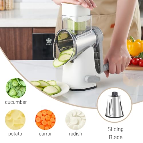 Weltonhm 4 in 1 Large Cheese Grater Hand Crank (White Grey 4 Graters) - color: White and Grey, size: 4 Graters