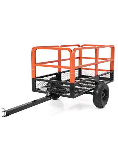 Heavy Duty Steel Dump Cart,1600 Lbs Utility Garden Cart with Wheels,22 Cubic Feet Garden Utility Trailer with Removable Sides,Hand Pull or Foot Pedal Dump Cart for Atvs, Utvs Lawn Garden Tractors