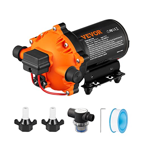 VEVOR Water Diaphragm Pump 12V DC 5.5 GPM Flow 70 PSI Rated Pressure - size: 12V, 5.5GPM, 70PSI(Adjustable)