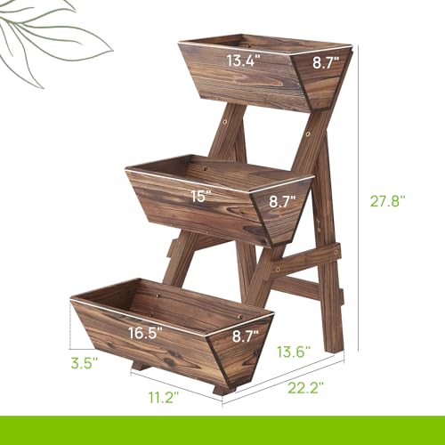 Vertical Garden Planter 3 Tier Raised Garden Bed Tiered Planter Box Outdoor - color: Carbonized, size: 3-Tier-Small