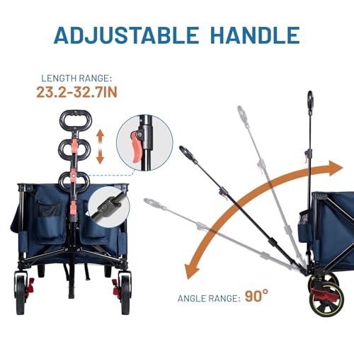 Timber Ridge 51.2'' Extended Collapsible Wagons Carts Foldable - color: Blue, size: 400L