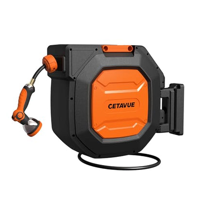 Retractable Garden Hose Reel 5/8 inch x 100 ft Wall Mounted - color: Black, size: 5/8"-100FT
