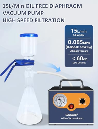 Adjustable 15L/Min Oilless Diaphragm Lab Vacuum Pump, Filtration&Degassing