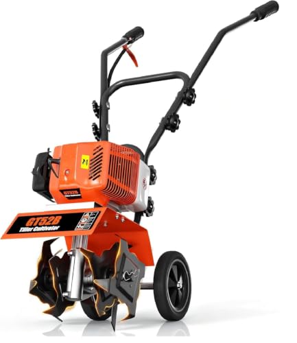 72CC 2-Stroke Gas Tiller Cultivator - 10" Working Width & 5" Depth