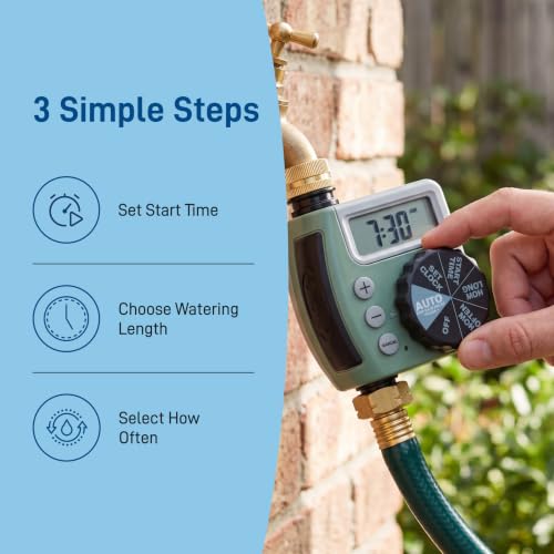 Orbit One Outlet Single-Dial Hose Faucet Timer - Easy Programmable - For Garden Watering System - LCD Hose Timer with Adjustable Watering Schedule - 62056 - size: Single