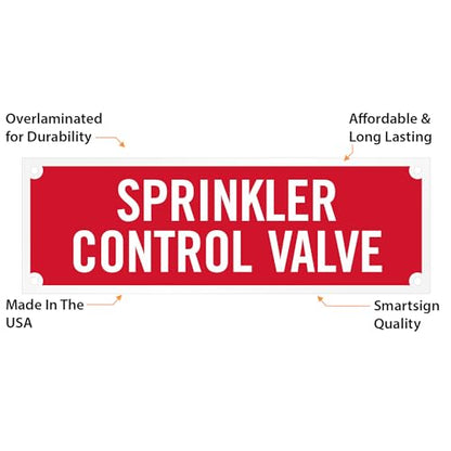SmartSign - SE-5032-ERE-REF-2x6 "Sprinkler Control Valve" Tag | 2" x 6" Engineer Grade Reflective White on Red - size: 2" x 6"