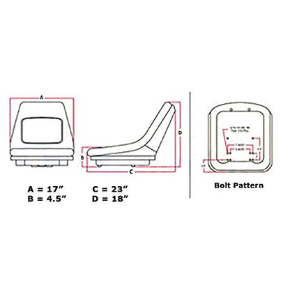 Seat Without Arm Rests Fits Kubota B20, B6200HSTD, M7040SUD, B2410