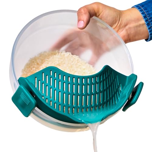 Anyday Silicone Clip On Strainer for Pots and Pans & Glass Dishes - color: Kale