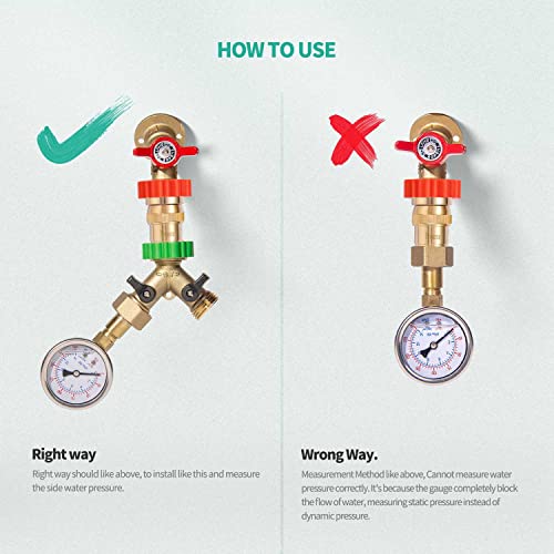 LF Brass Drip irrigation Inline Water Pressure Reducer Regulator 20~30PSI - Protect Drip System from High-Pressure Faucet Water,3/4" GHT Connector
