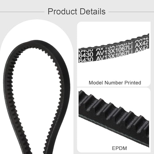 uxcell AX42 EPDM V-Belt, Raw Edge Cogged Industrial Rubber V Belt 1/2" Width x 42" Inside Circumference - size: AX42