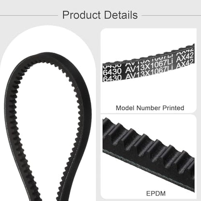uxcell AX42 EPDM V-Belt, Raw Edge Cogged Industrial Rubber V Belt 1/2" Width x 42" Inside Circumference - size: AX42