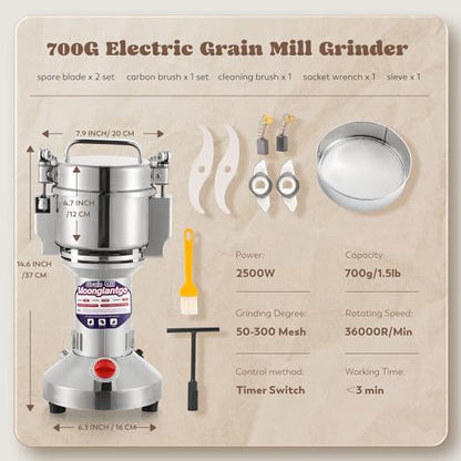 Moongiantgo Grain Mill Grinder Electric 700g Upright, 110V - size: 700g Upright, 110V