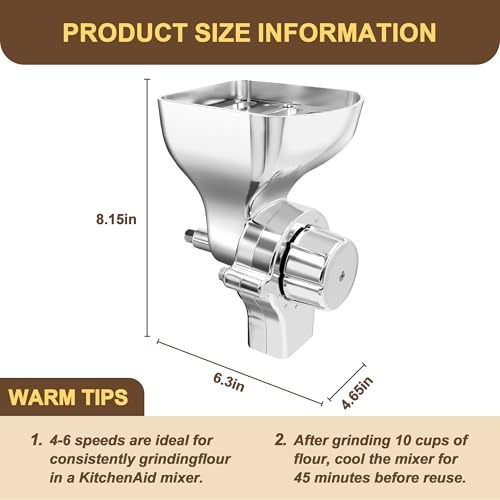 Grain Mill Attachment for KitchenAid Stand Mixers, 12-Level Adjustable