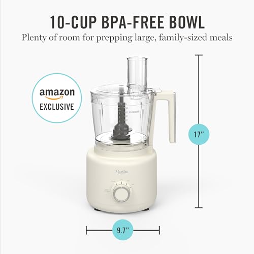 Martha Stewart 10 Cup Food Processor & Electric Chopper, One Touch Pulse - color: Linen Cream